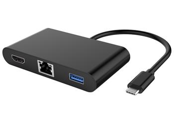 PremiumCord Převodník USB-C na HDMI + Audio + USB3.0 + RJ45 + PD charge