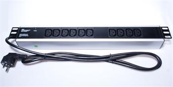 PremiumCord Panel napájecí do 19" racku 1.5U, 10xIEC (C13), 2m kabel