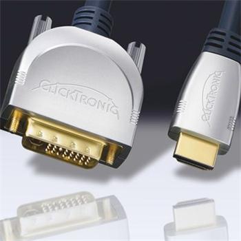 ClickTronic HQ kabel HDMI male <> DVI-D male (24+1) pozlacené, ferrity 5m