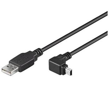 PremiumCord Kabel USB 2.0, A-B mini, 5pinů, konektor do úhlu 90°, 2m