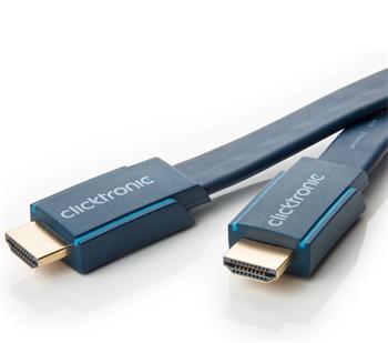 ClickTronic HQ OFC kabel HDMI High Speed s Ethernetem, zlacené, plochý kabel 3D, 3m