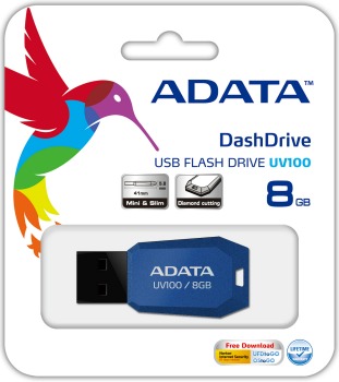 A-DATA DashDrive Series UV100 8GB USB 2.0 flashdisk, slim, modrý