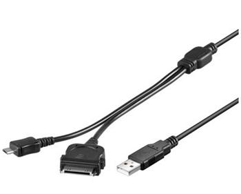 PremiumCord USB kabel 2 v 1 USB > micro USB + iPhone/iPad/iPod