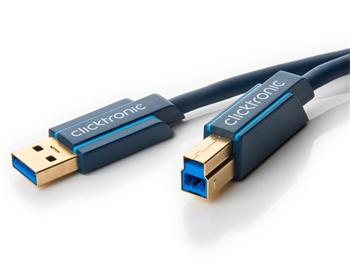 ClickTronic HQ OFC USB3.0 kabel, A-B, zlacené konektory, 1m