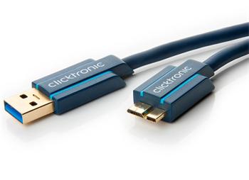 ClickTronic HQ OFC USB3.0 kabel, A-B micro, zlacené konektory, 0,5m