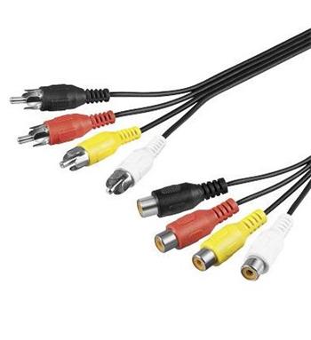 PremiumCord Kabel 4x Cinch-4x Cinch, M/F 1.5m