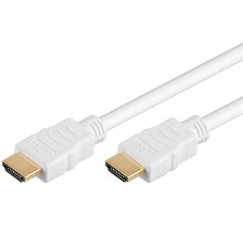 PremiumCord HDMI High Speed + Ethernet kabel, bílý, zlacené konektory, 1,5m