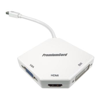 PremiumCord  adaptér Mini DisplayPort - HDMI + DVI + VGA 1080p (4K over HDMI)