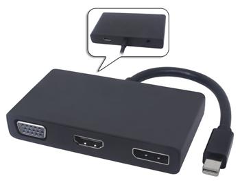 PremiumCord adaptér mini DisplayPort - HDMI + VGA+ DisplayPort