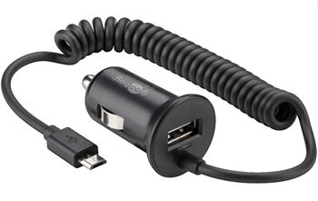 goobay Napájecí 12-24V autoadaptér na 1x USB 2.4A + kabel s mikro konektorem, černý
