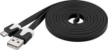 PremiumCord Cable micro USB 2.0, A-B 2m, flat PVC cable, black