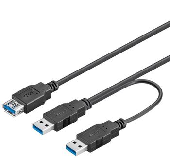 PremiumCord USB 3.0 napájecí Y kabel A/Male + A/Male --  A/Female