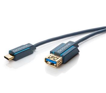 ClickTronic HQ OFC Kabel USB 3.1 konektor C/male - USB 3.0 A/female, modrý, 2m