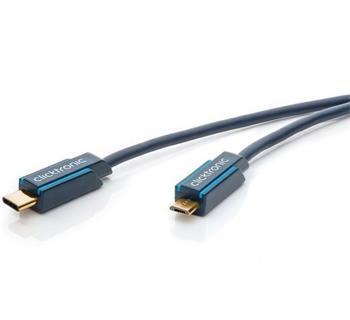 ClickTronic HQ OFC Kabel USB-C/male - USB 2.0 Micro-B/male, modrý, 2m