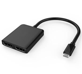 PremiumCord MST adaptér USB-C -  2x DisplayPort, rozšíření+zrcadlení+2 obrazy, 8k@60Hz, 4K@60Hz a 1080p