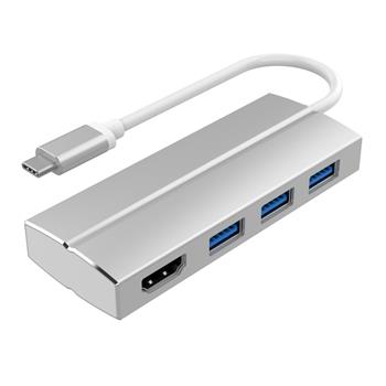 PremiumCord Adaptér USB-C male na HDMI female + 3x USB 3.0, aluminum