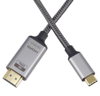 PremiumCord USB-C na HDMI kabel 2m rozlišení obrazu 8K@60Hz,4K@144Hz Aluminium