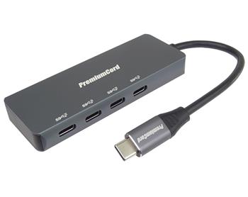 PremiumCord 5G SuperSpeed Hub USB-C to 4x USB 3.2 C, aluminum