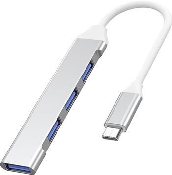 PremiumCord Hub USB-C na USB3.2 A + 3x USB2.0 A, hliníkové pouzdro