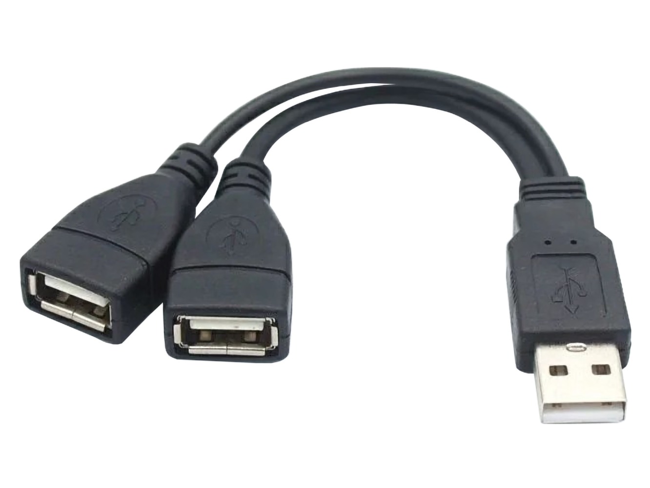 USB 2.0 kabel A/Male to A/Female (data+power) + A/Female (power) 15cm