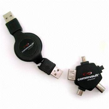 PremiumCord USB navíjecí kabel+universal.redukce 5+1