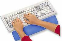 PremiumCord Předložka před klávesnici, modrá, textilní, měkčená guma, výška 15mm