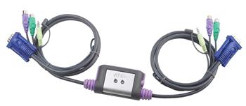 ATEN 2-port KVM PS/2 mini, audio, 1.2m kabely
