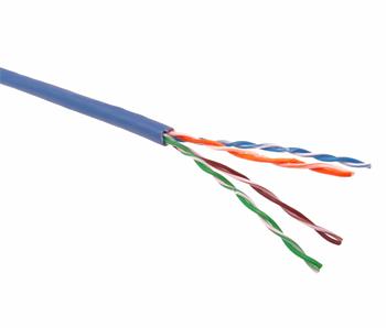 PremiumCord TP Kabel 4x2,lanko UTP Cat5e AWG24,čistá měď 305m modrý