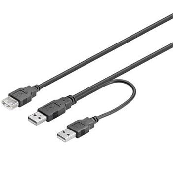 PremiumCord USB 2.0 napájecí Y kabel A/M + A/M -- A/F 0.4m + 0.5m