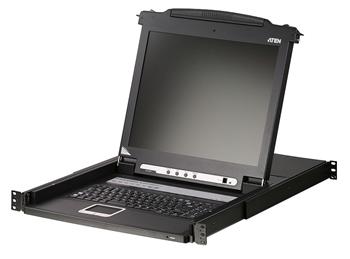 ATEN 8-port KVM PS/2+USB, OSD, rack, 17" LCD, touchpad, klávesnice