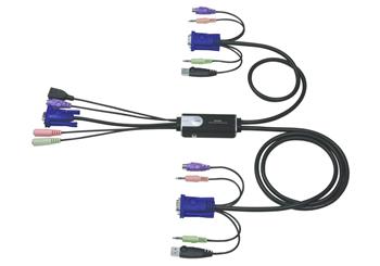 ATEN 2-port KVM Hybrid PS/2 + USB mini, audio, 1.2m kabely