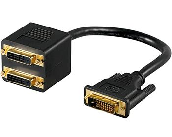 PremiumCord Splitter DVI-D (24+1) male => 2x DVI-D (24+1) female pro propojení  PC a dvou monitorů