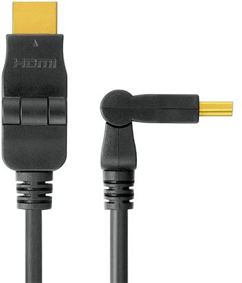PremiumCord Kabel HDMI A - HDMI A M/M 3m,  otočné zlacené konektory