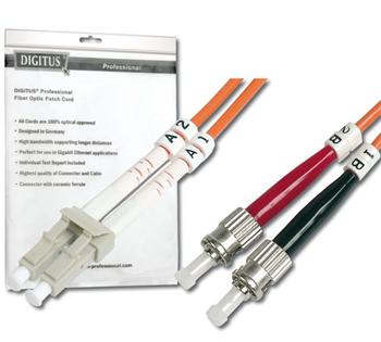 DIGITUS Fiber Optic Patch Cord, LC to STMultimode 50/125 µ, Duplex Length 1m