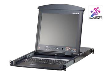 ATEN 8-port Cat.5 KVM PS/2+USB, OSD, dual rail rack, 17" LCD, touchpad, klávesnice