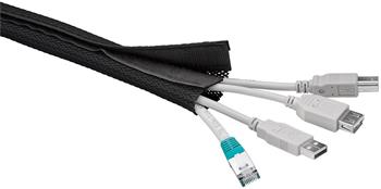 goobay Pás na svazování kabelů, suchý zip, délka 1.80m a šířka 2-4cm, černá barva