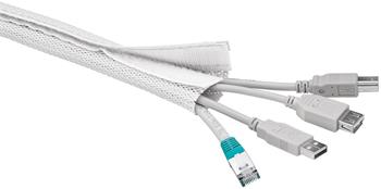 goobay Pás na svazování kabelů, suchý zip, délka 1.80m a šířka 2-4cm, bílá barva