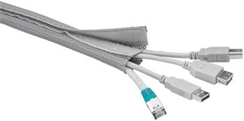 goobay Pás na svazování kabelů, suchý zip, délka 1.80m a šířka 2-4cm, stříbrná barva