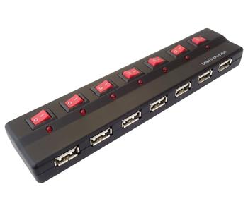 PremiumCord USB 2.0 HUB 7-portový s napájecím zdrojem a vypínači portů