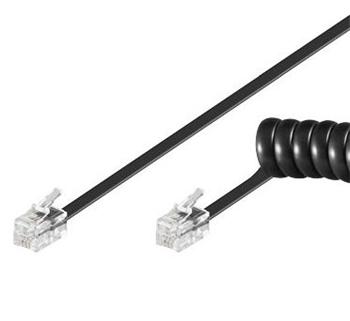 PremiumCord Kabel telefonní sluchátkový kroucený 4 žíly 2m - černý