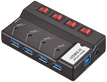 PremiumCord USB 3.0 Superspeed HUB 4-portový s napájením, vypínačem portu