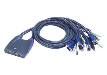ATEN 4-port KVM USB mini, audio, 0,9m integrované kabely