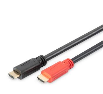 DIGITUS HDMI 3D propojovací kabel s integrovaným zesilovačem,15m, AWG28, 2x stínění, M/M, UL, zlacené konektory, černý