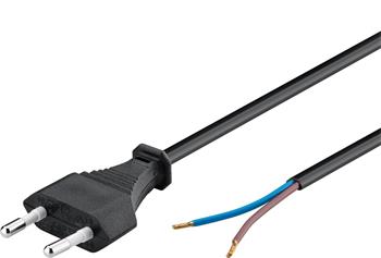 PremiumCord Flexo kabel síťový dvoužilový 230V s vidlicí 2m černý