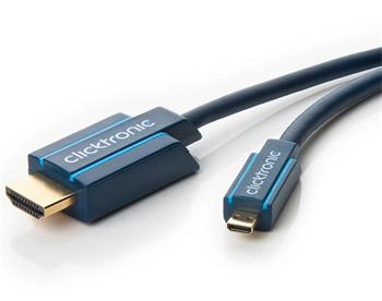 ClickTronic HQ OFC HDMI &lt;&gt; micro HDMI, zlacené, HDMI HighSpeed with Ethernet 2m