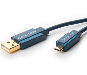 ClickTronic HQ OFC USB2.0 kabel, A-B micro, zlacené konektory, 1m