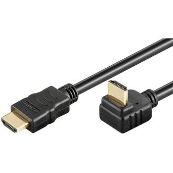 PremiumCord HDMI High Speed+Ethernet kabel, zlacený zahnutý konektor 270° 2m