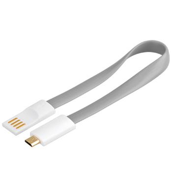 PremiumCord Kabel micro USB 2.0, A-B 0,2m magnetický, barva šedá