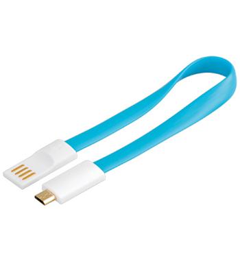 PremiumCord Kabel micro USB 2.0, A-B 0,2m magnetický, barva modrá