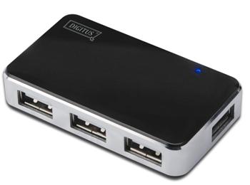 DIGITUS USB 2.0 4-Port Hub s napájecím adaptérem 5V/2A černý